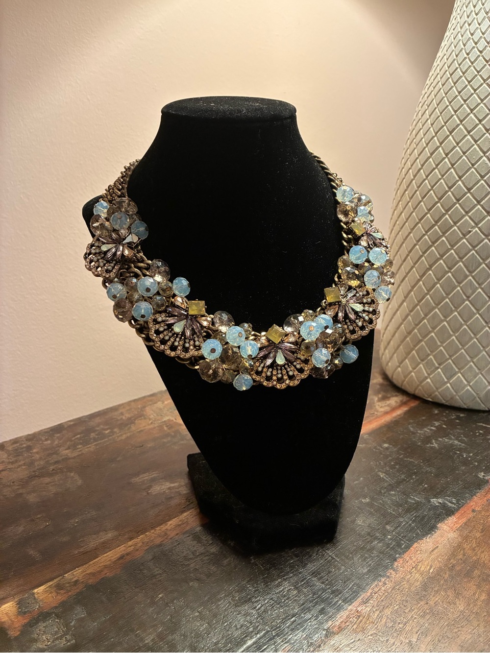 Crystal Bib Necklace - Mermaid/Shell/Ocean Jewelry